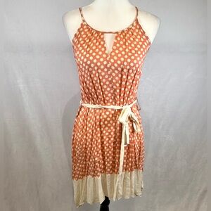 Peaches and Cream polka dot belted cotton blend dress size small
